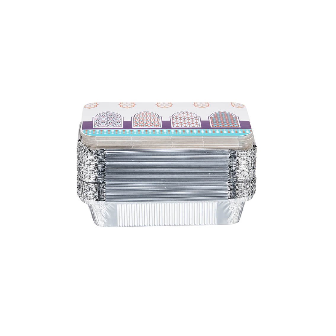 HSM8389RAMX50_2 50 Pieces Offer Pack Aluminium Container With Arabic Theme Lid - Image 1
