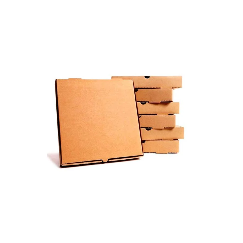 10-Pieces-Plain-Kraft-Cardboard-Pizza-Box-Brown-23x23cm Pizza Boxes – Brown, White & Black Plain | Multiple Sizes | Durable Takeaway Packaging - Image 1