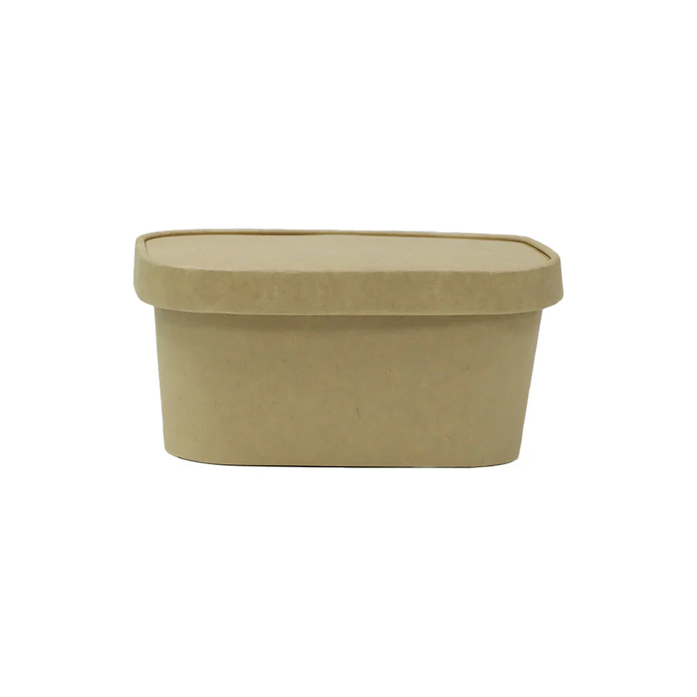 1000PAPERLID Kraft Rectangular Paper Containers – 500ml–1000ml | Paper/PP Lids - Image 1