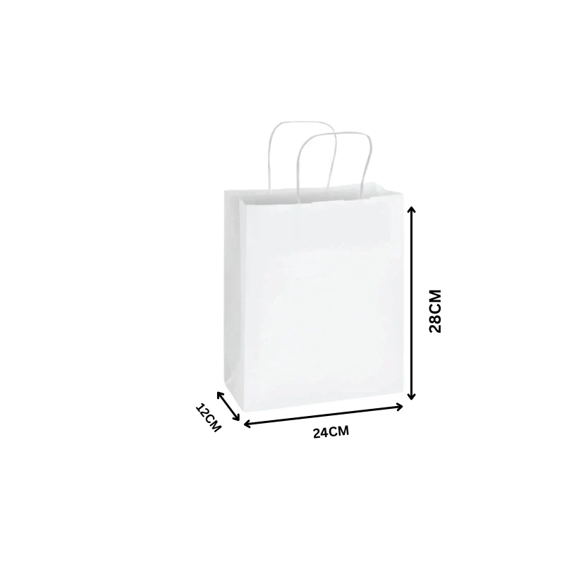 16CM_5 White Kraft Paper Bags with Twisted Handles – Multiple Sizes | 250 PCS Pack - Image 1
