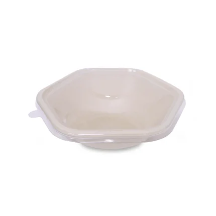 Bagasse Hexagon Containers with PET Lids – 750ml & 1000ml | 300PCS | Eco Takeaway Boxes