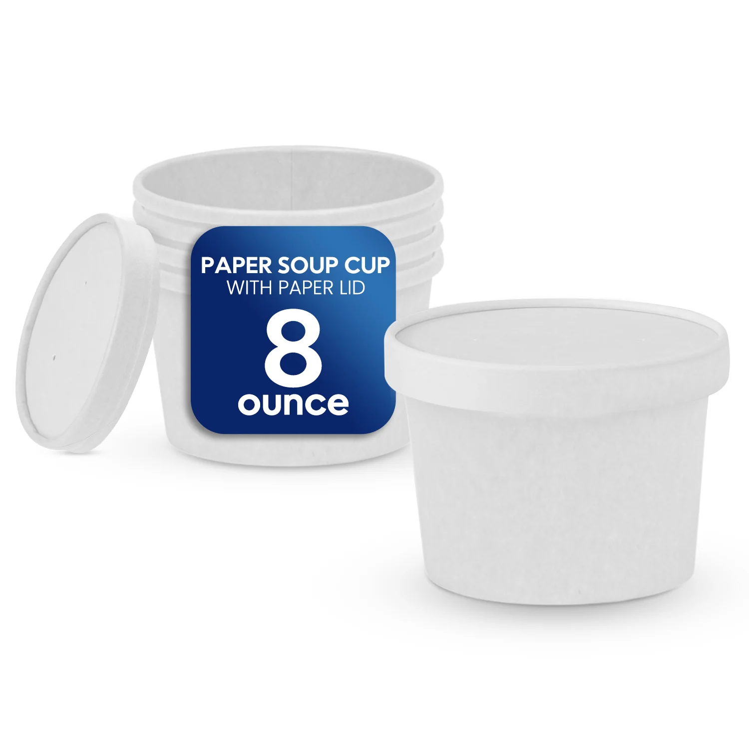 Kraft_Soup_Bowls_8_Oz_Listing_White_1 Paper Soup Cup White With Paper Lid - Image 1
